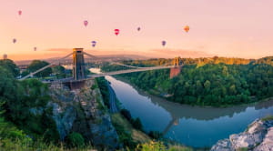 Balloons fly over the Clifton Suspension Bridge